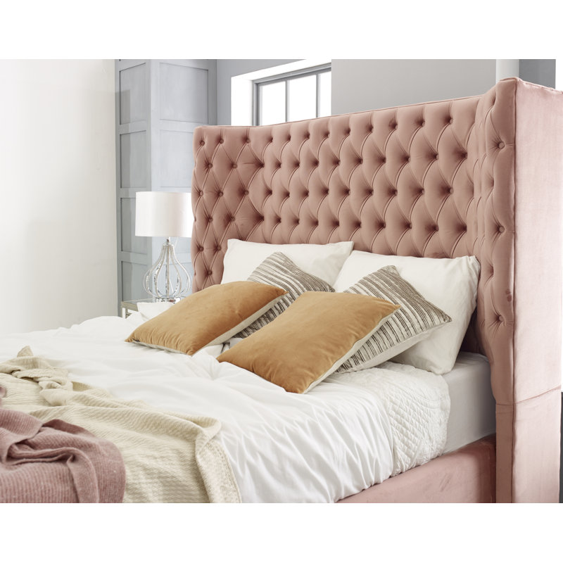 Ginnia Upholstered Bed, Single (3'), Rose Gold