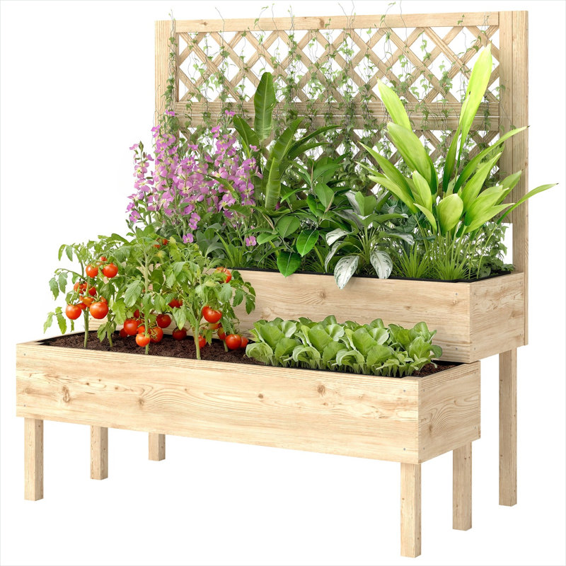 Solid Wood 2 Tier Plant Stand