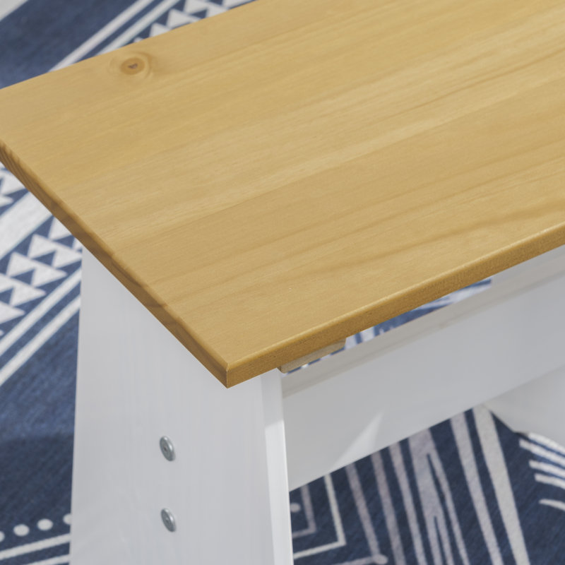 Banc en bois massif Belinda, Blanc / miel