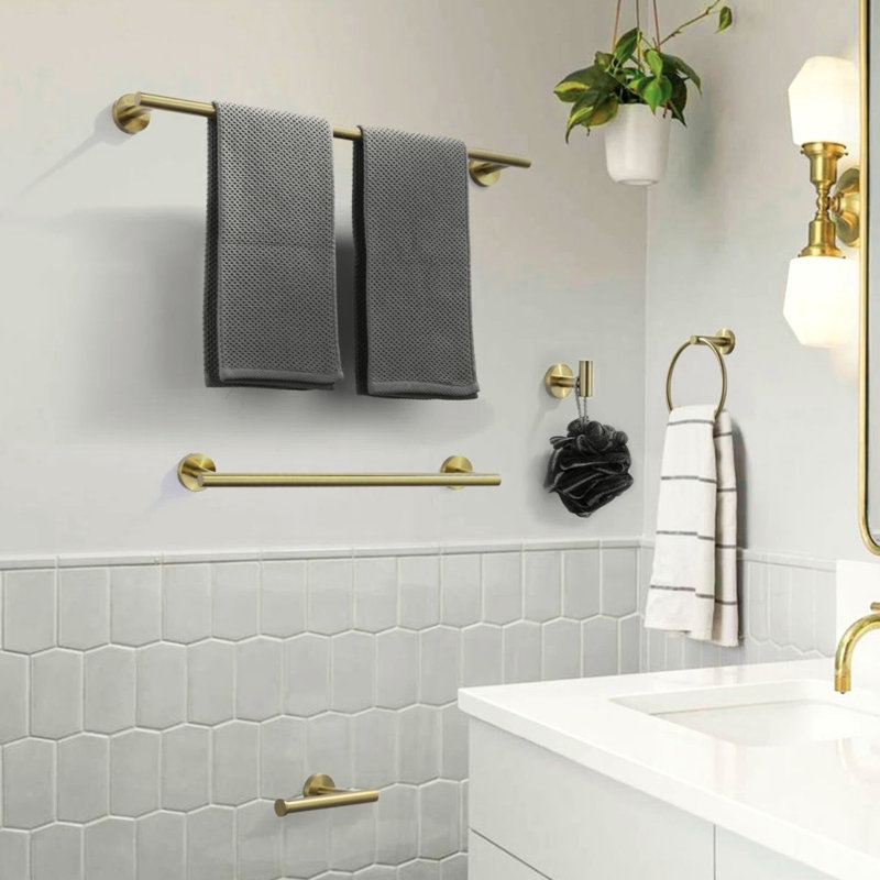 6 - Piece Bathroom Hardware Set, Brushed Gold