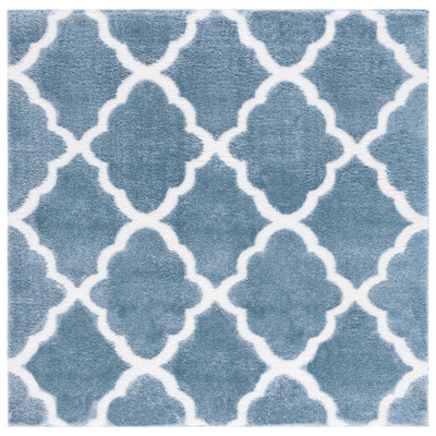 Tapis géométrique bleu / blanc