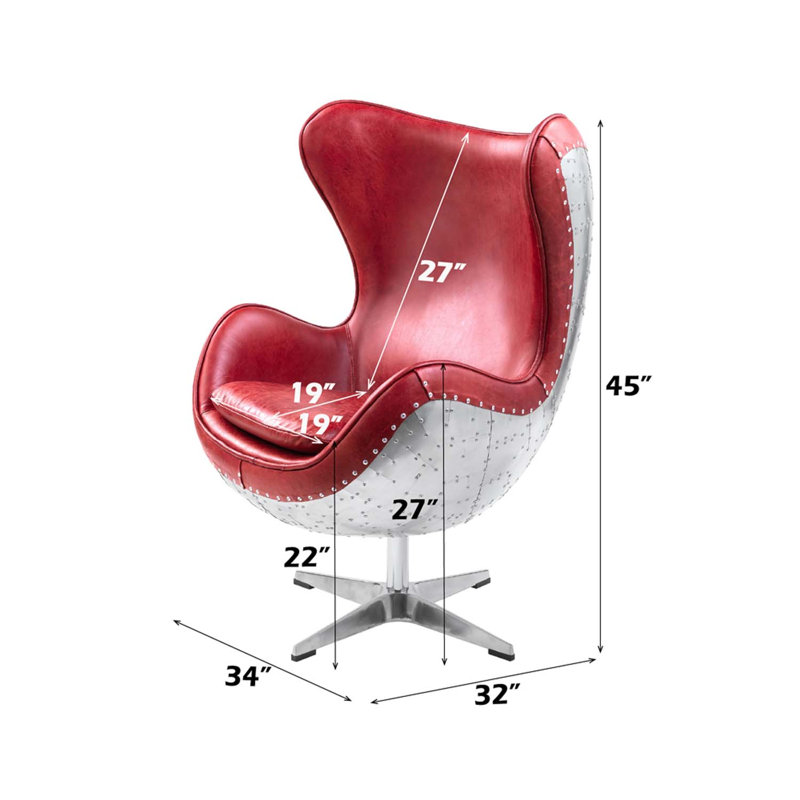 Fauteuil d'appoint, cuir fleur rouge