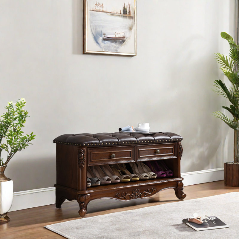 6 Pair Solid Wood Shoe Storage Bench