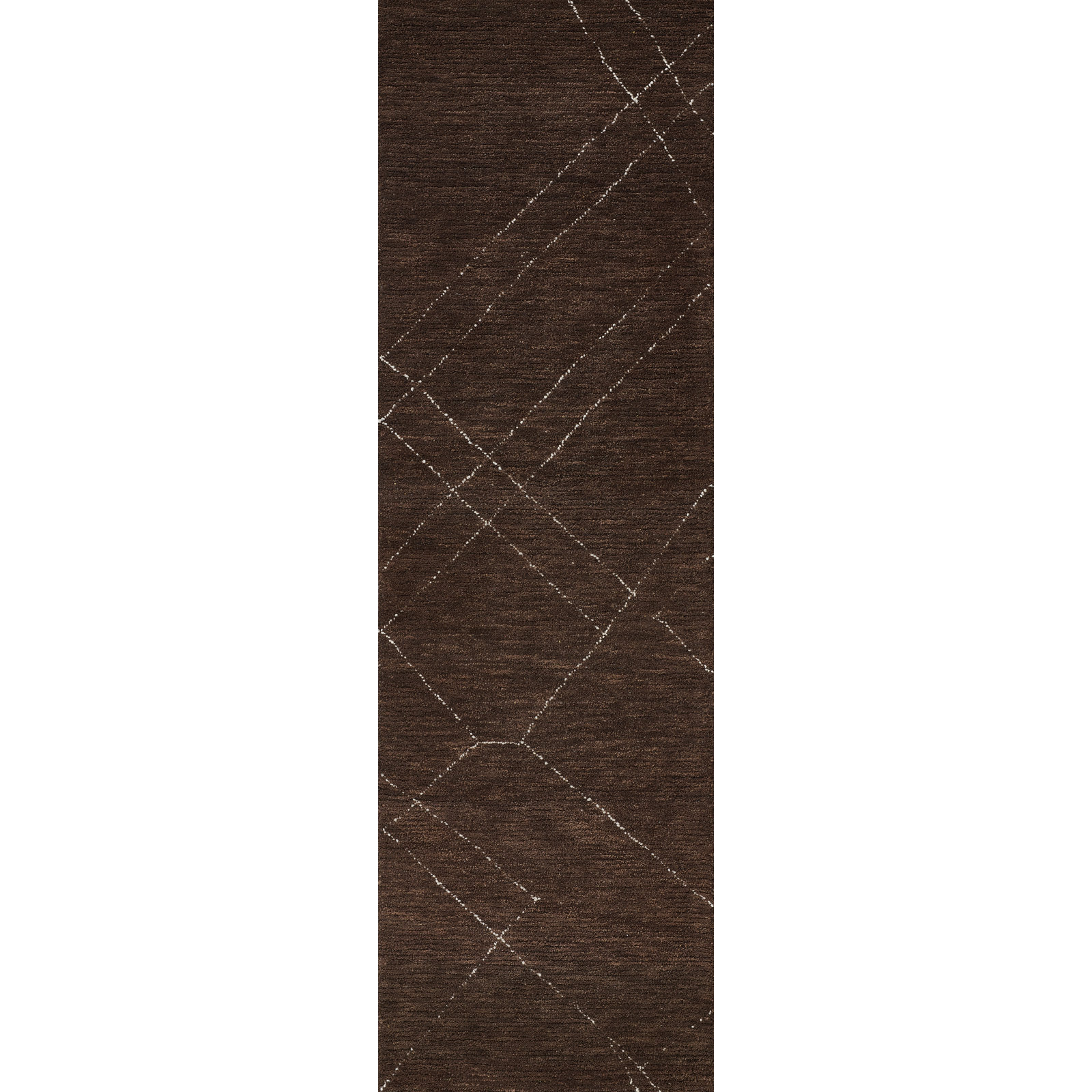 Handmade Wool Brown Rug, Runner 2'3" x 8'