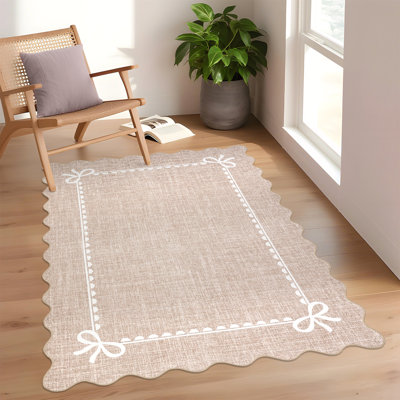 Tapis festonné lavable à nœuds pour chambre de bébé et couloir