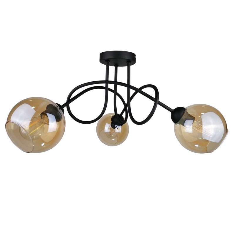 Glass Semi Flush Mount, Black