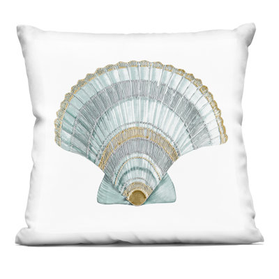 Regal Shells Scallop Decorative Printed Throw Pillow, design by Lorenzo Collective, 18 x 7 x 18