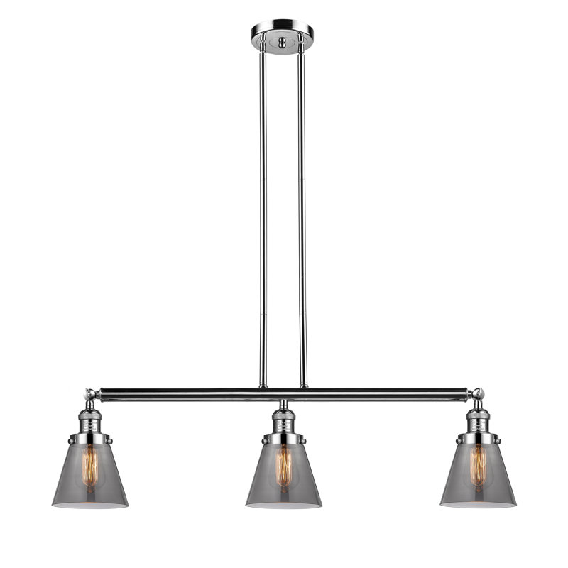 Montano 3 - Light Kitchen Island Pendant, No Bulb Included, Smoked, Polished Nickel
