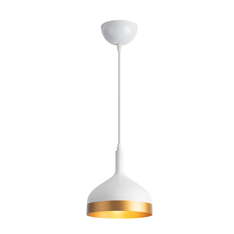Luminaire suspendu 1 lumière Dash, Blanc / doré, H 8 po x l 8 po x P 8 po
