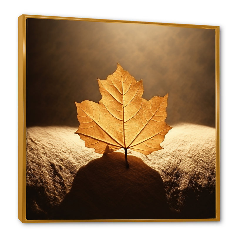 Feuille de bronze dévoilée sur toile, Cadre flottant doré, H 24 po x l 24 po x P 1 po