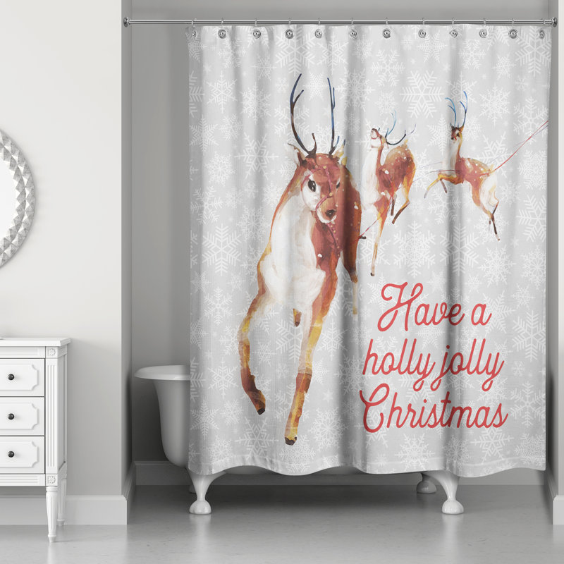 Rideau de douche à simple holly jolly christmas Frome