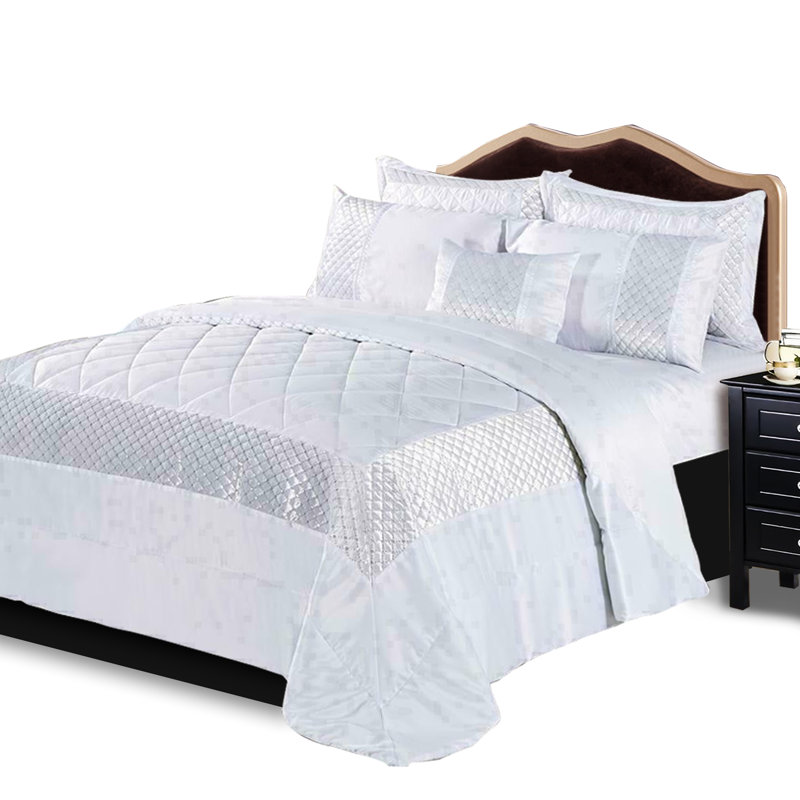 Gabel Geometric Shapes Bedspread with Pillowcases Included, 250 x 250 cm, White