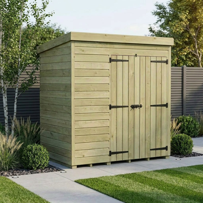 Total Sheds 7ft x 4ft Pent Garden Shed - Double Door - No Windows - Pressure Treated Timber - UK Manufactured