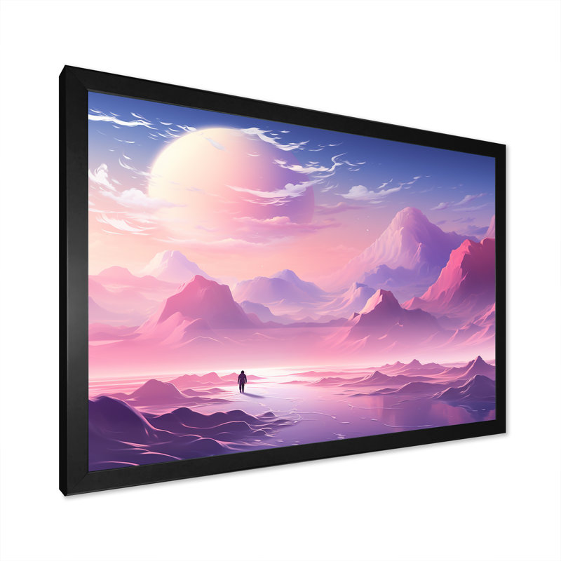 «Space Dreamscape», art mural, Cadre d'angle fermé noir, H 12 po x l 20 po x P 1 po