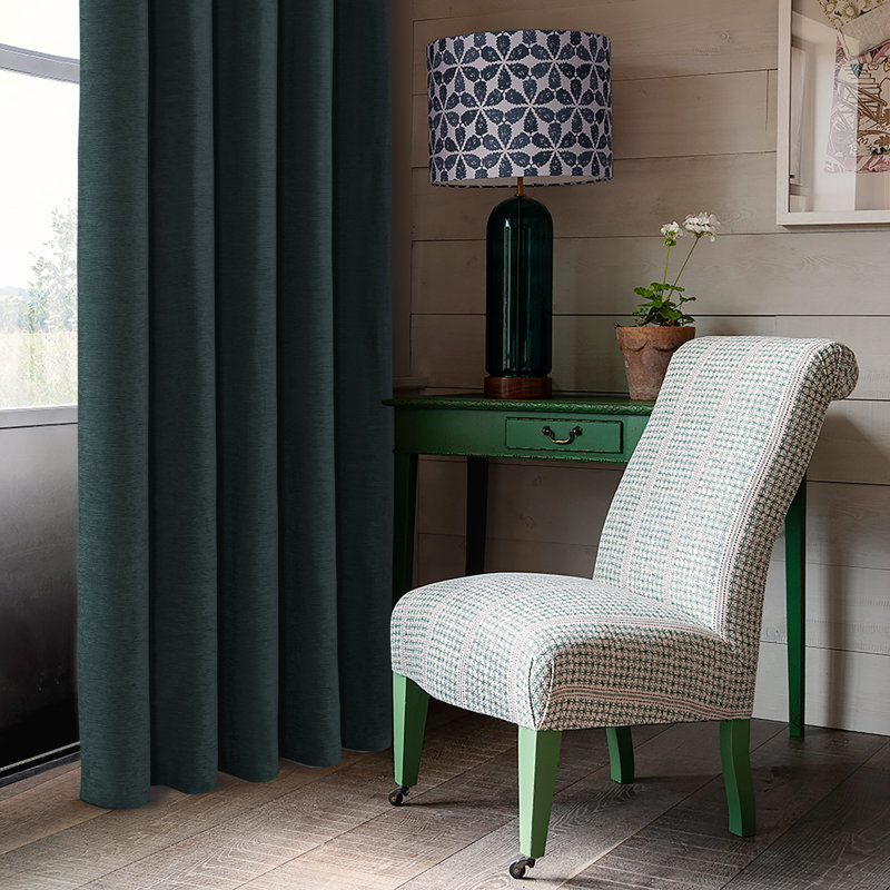 Krishaan Eyelet Blackout Thermal Curtains Pair, Dark Green, 114cm Width x 183cm Drop