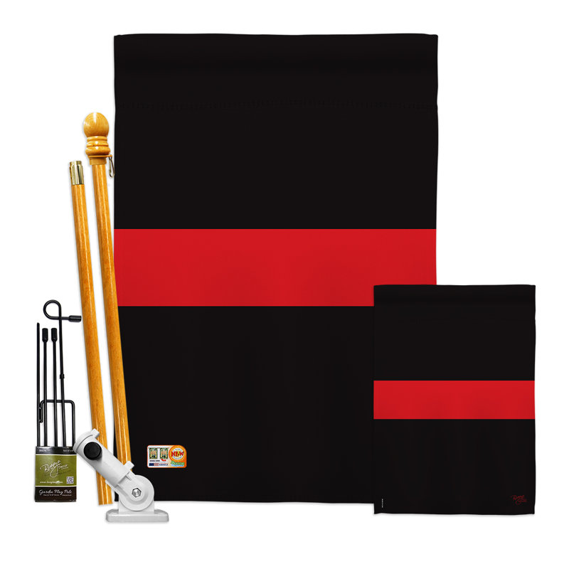 Mélange de polyester à 2 côtés 40 x 28 po à rayures rouges ensemble de drapeau, Rouge