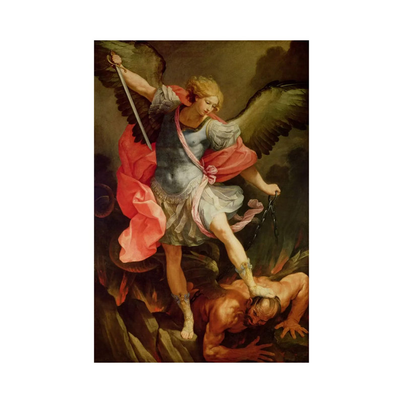 The Archangel Michael Defeating Satan by Guido Reni - Wrapped Canvas Painting, 31cm H x 20.5cm W x 1.91cm D