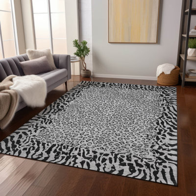 Machine Washable Indoor/Outdoor Claudian ACN1230 Gray Rug