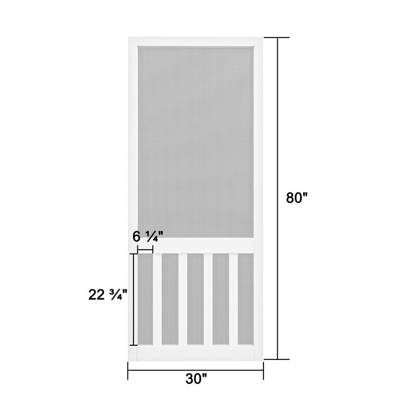 Screen  5 Bar 80-In Height White Primed Screen Door Slab Only, 80" H x 30" W