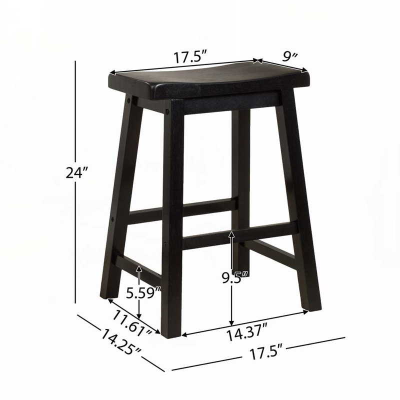 Wood 24" Backless Stool, Black