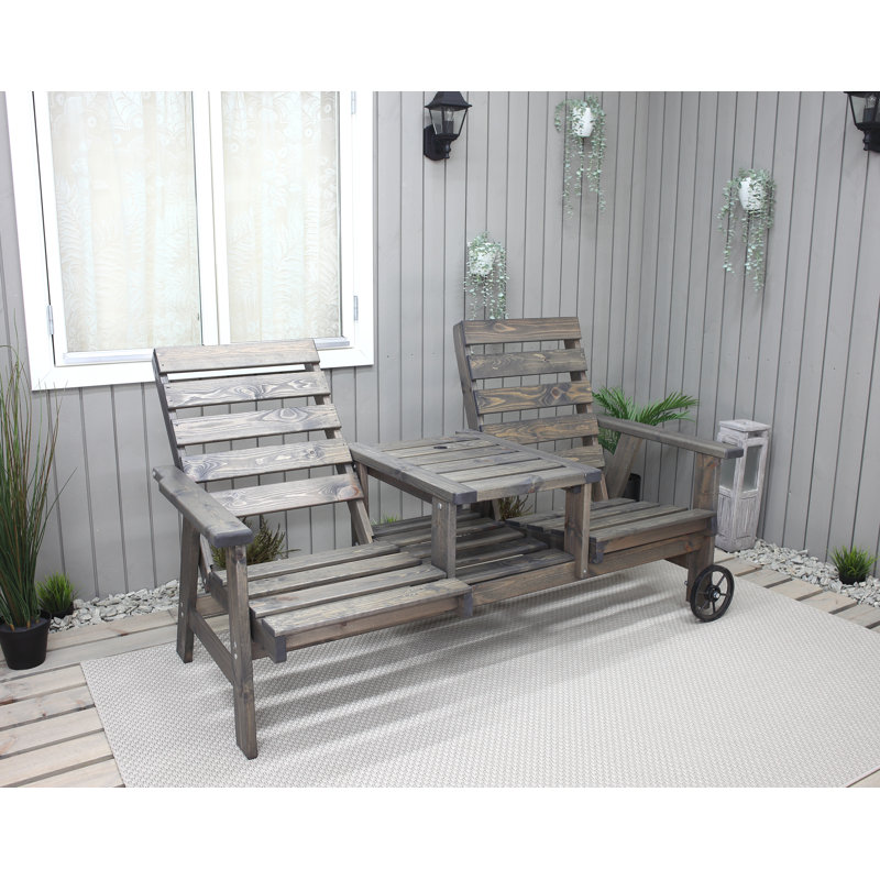 Martyna Solid Wood Pine Outdoor Bench, Ash Grey