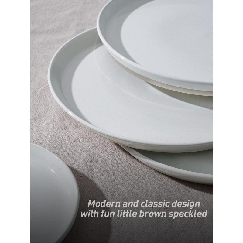 White Speckled Stoneware 24-Piece Dinnerware Set for 8