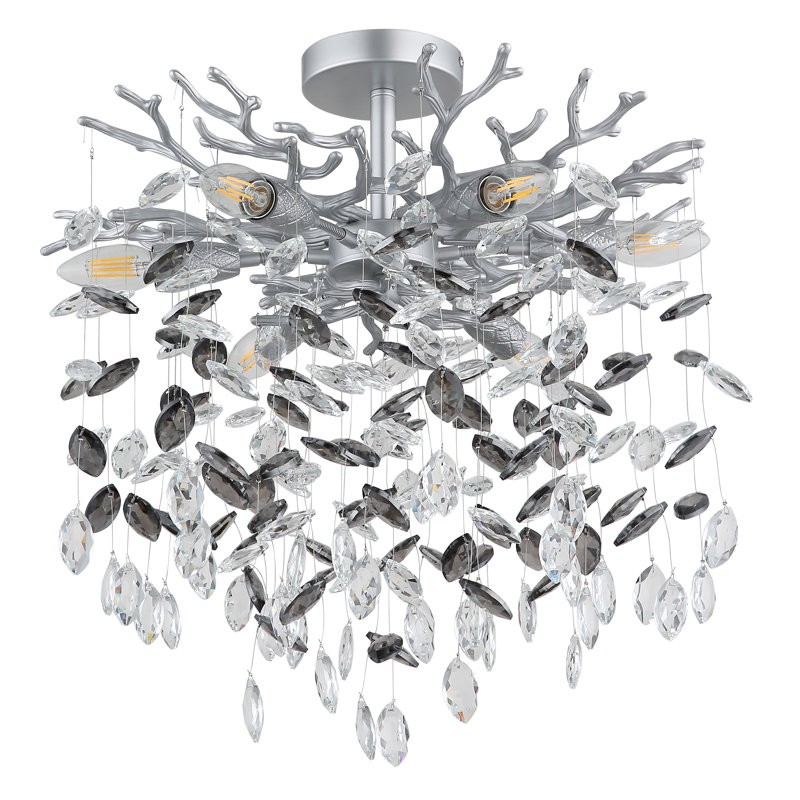 Glass Flush Mount, Silver