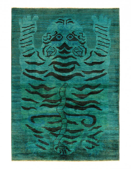 Tapis en laine d'agneau unique 4 pi x 5 pi 9 po Amarae