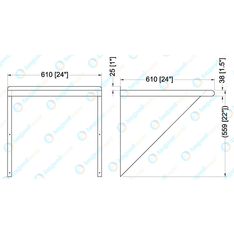 Metal Bracket Shelf, 23" H x 24" W x 24" D