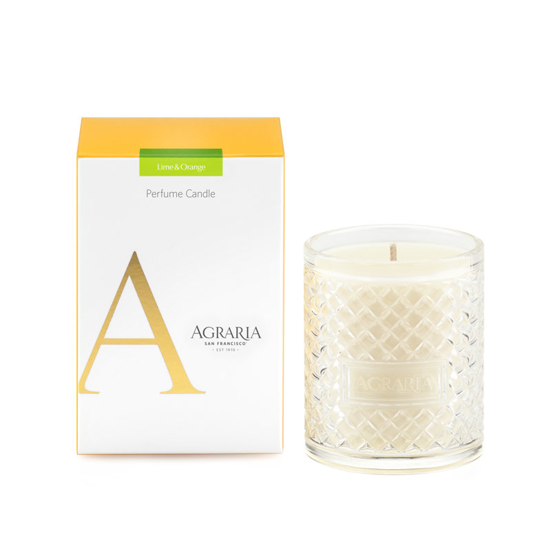 Lime and Orange Scented Designer Candle, 4.75" H x 3" W x 3" D