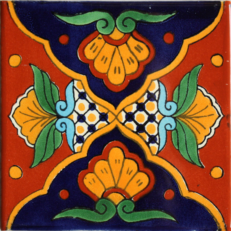 4.2" x 4.2" 9pcs TalaMex Tutuaca Talavera Mexican Tile