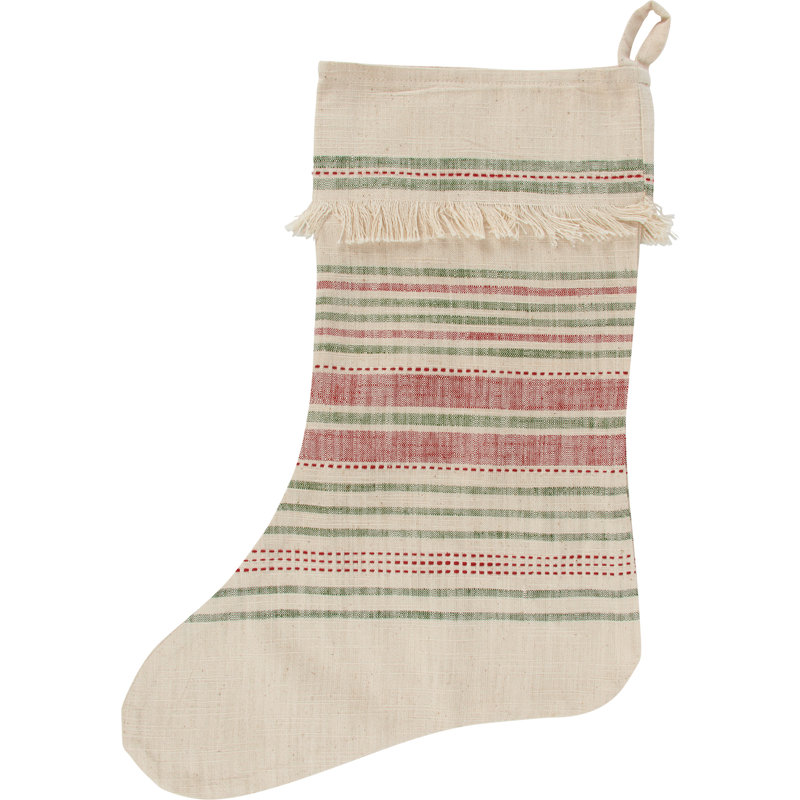  Chaussette de Noël à rayures rouges et vertes