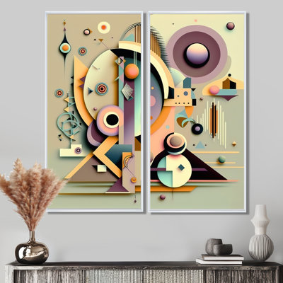 Pastel Art Deco II - Geometric Large Large Wall Art 2 Pieces