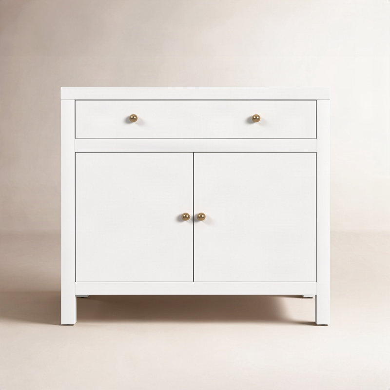 Nora 54 in. W Wood 1 Drawer 2 Door Accent Storage Cabinet, Smooth White