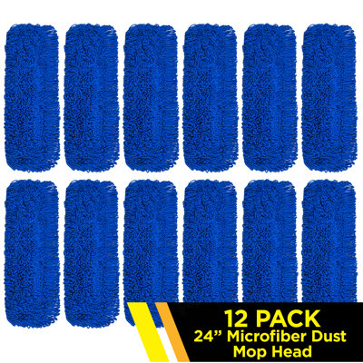 Gritt Commercial Microfiber Looped Dust Mop Pad Head, Pack of 12