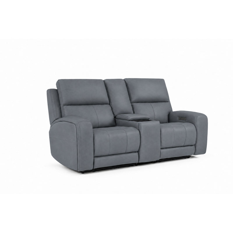 Causeuse en cuir Triple Power avec gravité zéro et console de recharge sans fil, Glacier