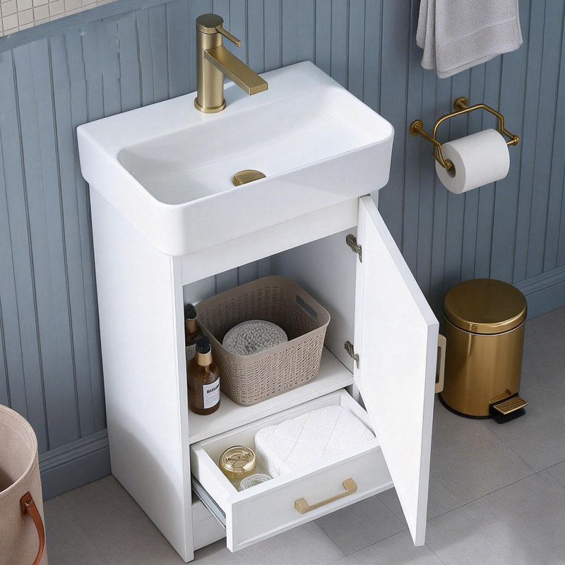 Mini-meuble-lavabo simple 18 po Modern, Blanc