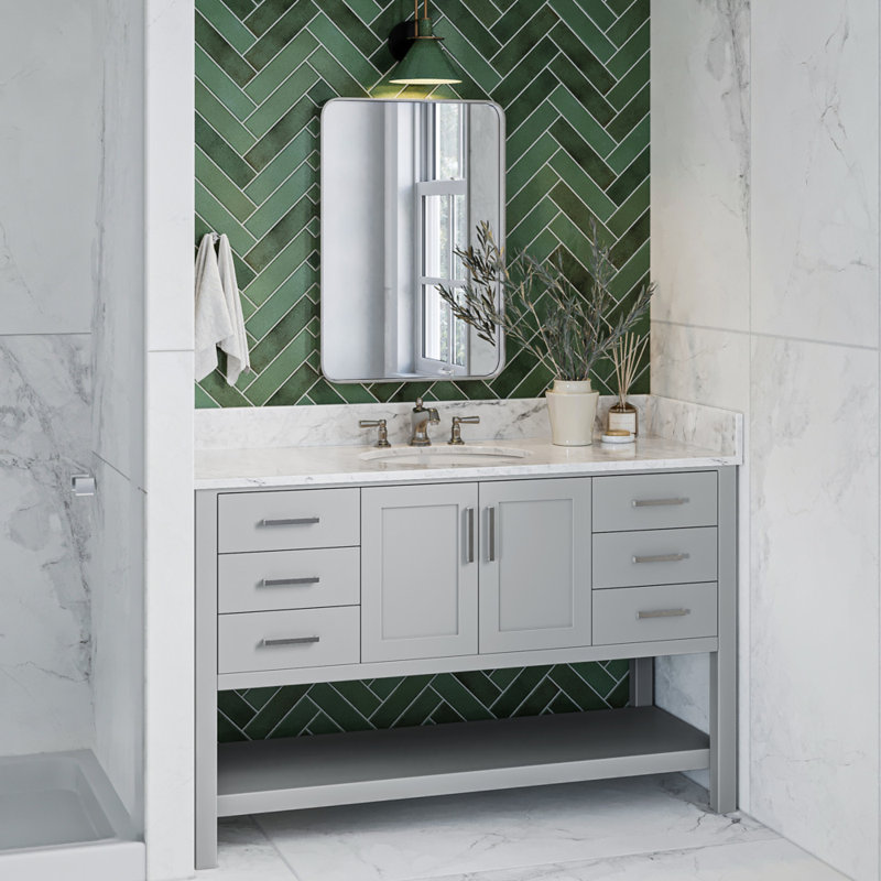 Magnolia Bath Vanity Rectangular Basin S061SCW2R, Gray, Oval, 55"