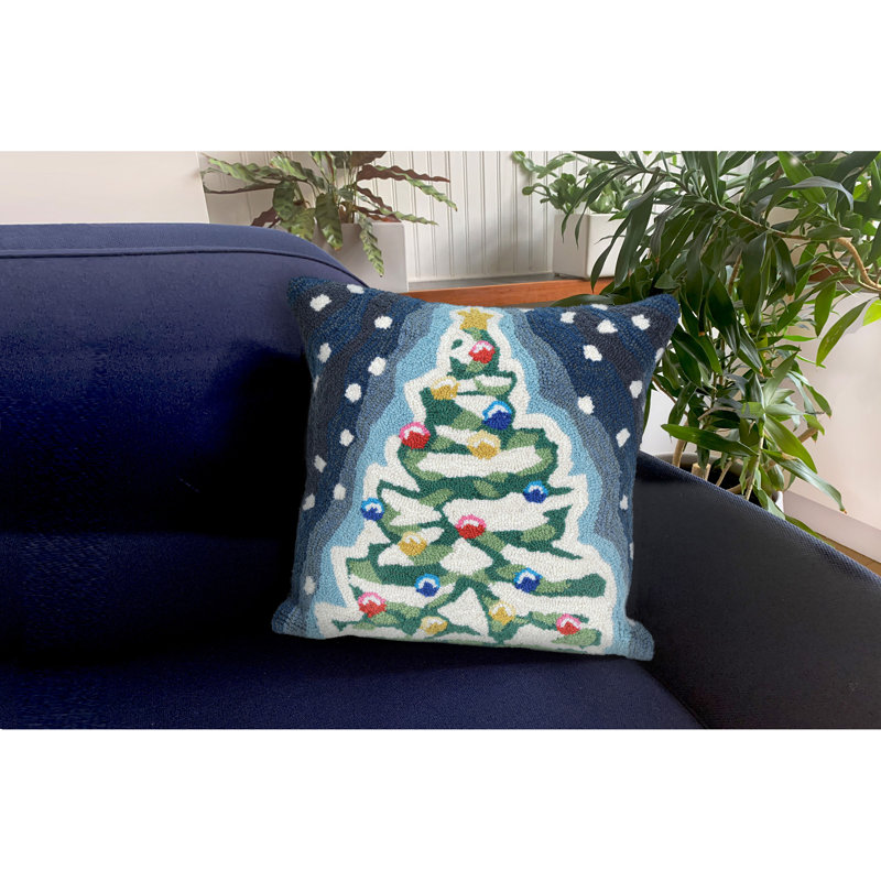 Festive Square Christmas Tree Indoor/Outdoor Pillow