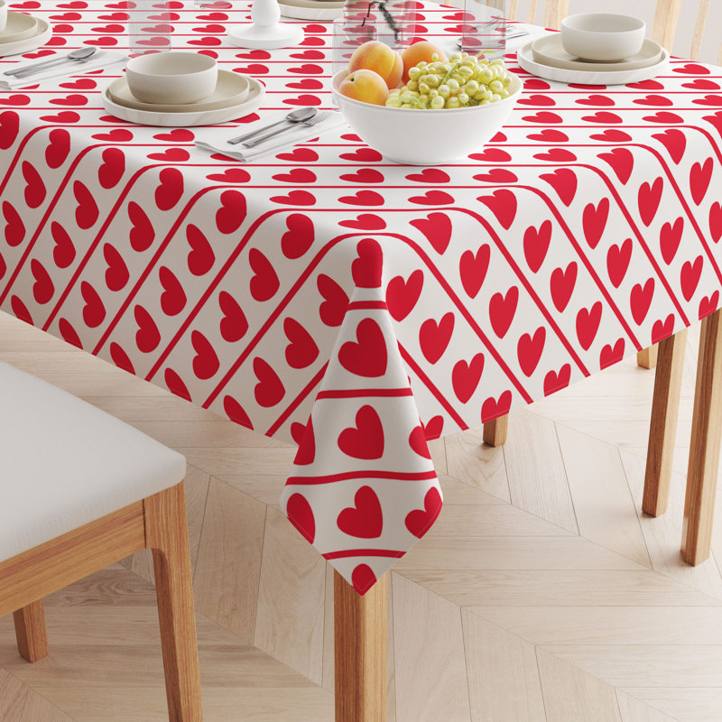 Sirois Hearts Diagonal Stripe Tablecloth, 60" x 60"