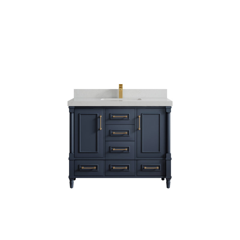 Aberdeen 42'' Single Bathroom Vanity with Top, Carrara Quartz