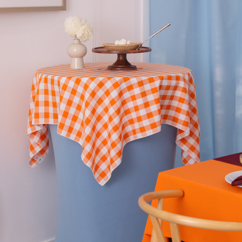 Nappe Huertas, 52 po carré, Blanc et Orange