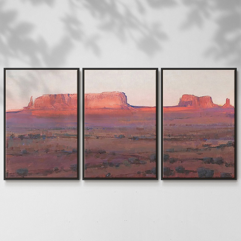 Red Rocks At Dusk I, reproduction d'art encadrée sur toile 3 pièces, H 40 po x l 78 po x P 2 po, Noir