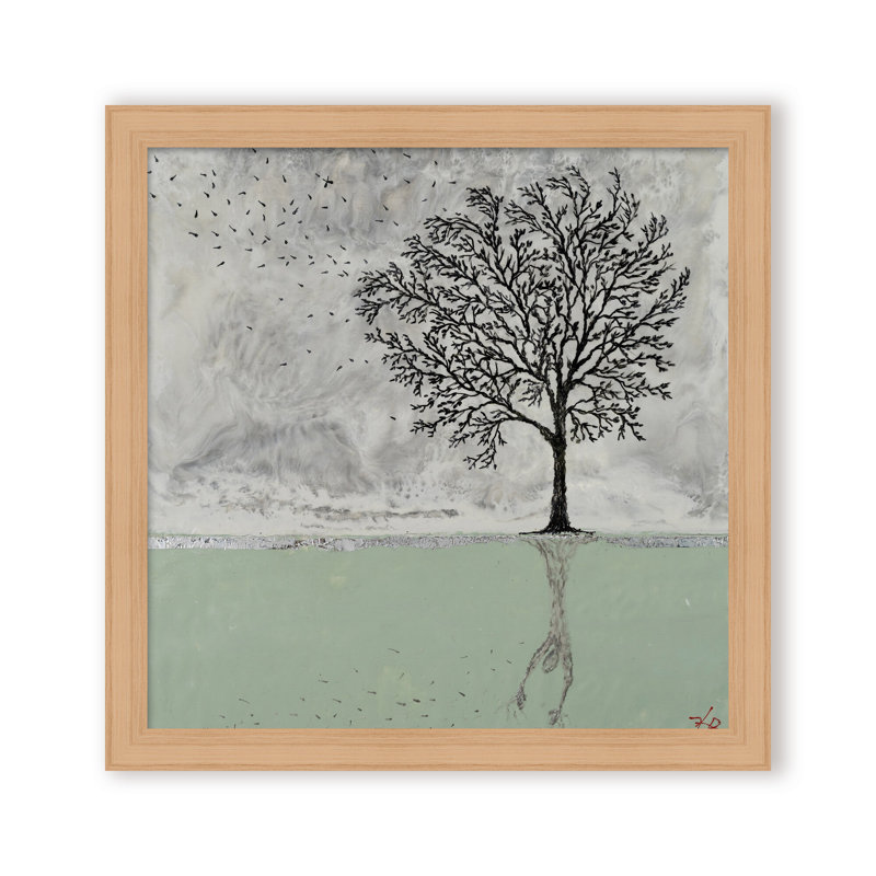 Nature Inspired "Tree of Solitude" Canvas Wall Art By , 12" H x 12" W, Framed Print, Black