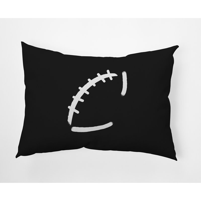 Housse et insert de coussin rectangulaire d'extérieur Football, Noir