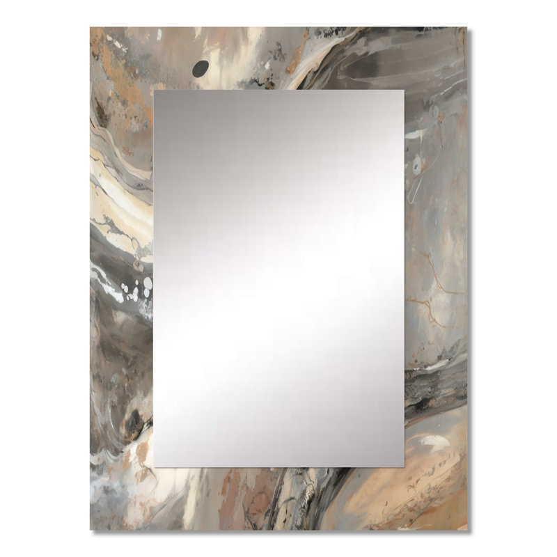 Morning Effervescence I - Abstract Unique Mirror, Gray Large Wall Mirror, Printed Metal Art, 32" x 24"