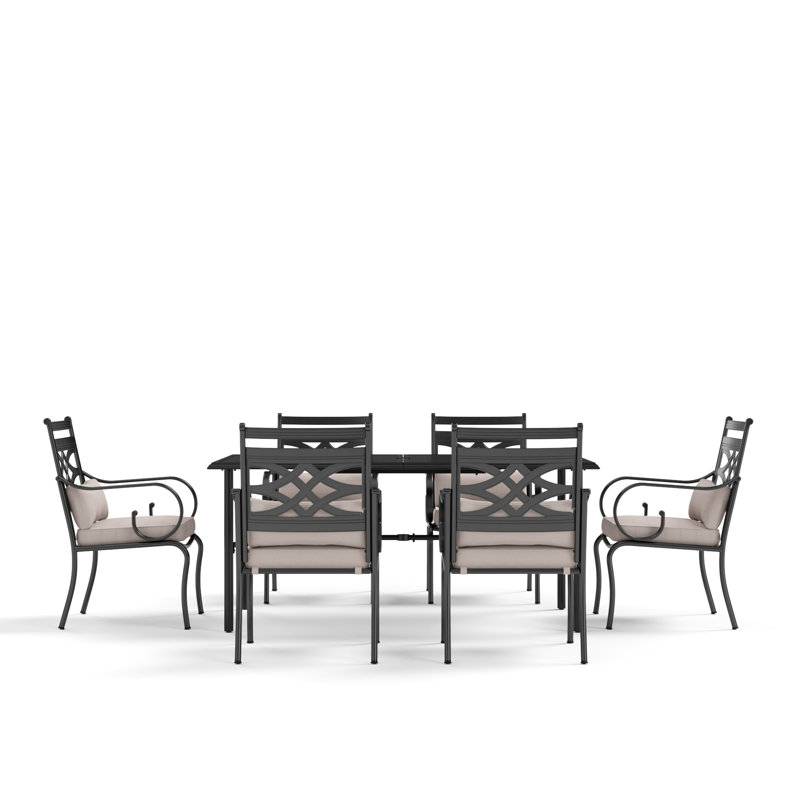 Argyri 6 - Person Patio Dining Set with Rectangular Table , Cushions Included