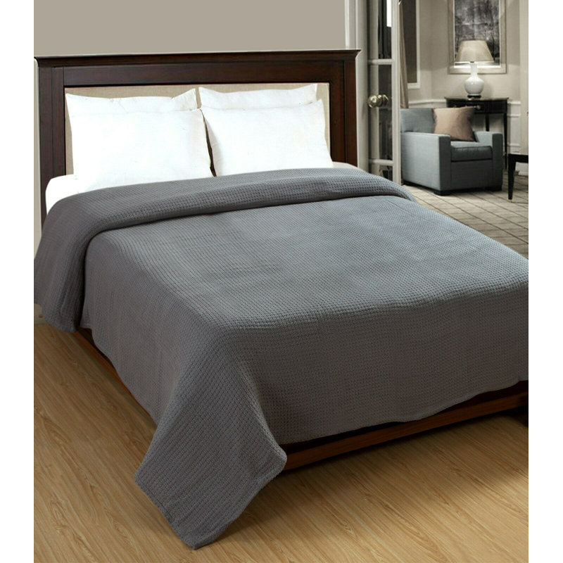 Couverture luxueuse en coton peigné, Grand, Gris