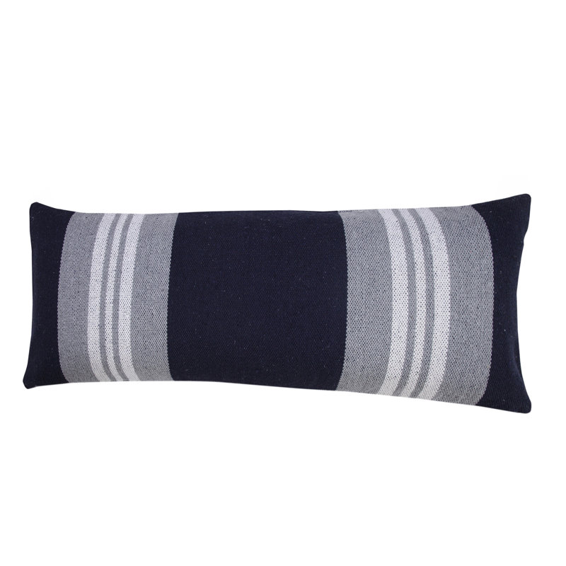 Cotton Reversible Throw Pillow, Navy/Gray Striped 1, Pillow Cover Only - No Insert