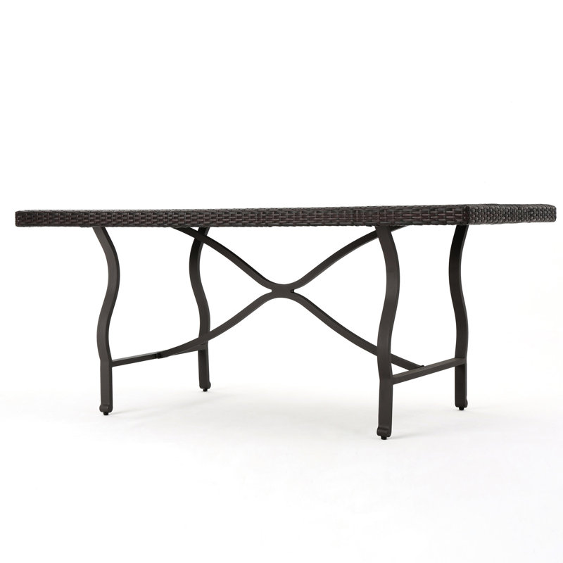 Table de salle à manger Enticing, l 70,18 po x P 34,47 po x H 28,00 po, table antique lustrée avec structure en fer, brun